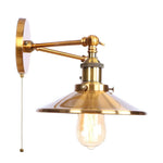 Vintage Gold Industrial Wall Lights with Pull Chain Switch and 2 Heads