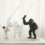 Resin Monkey Table Lamp: Decorative Gorilla Bedroom Light Fixture