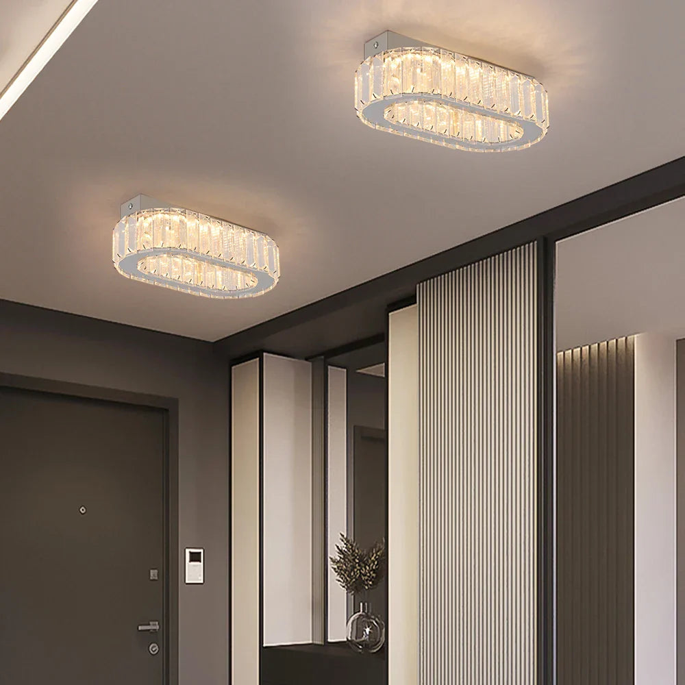 Crystal Ceiling Chandelier: Modern LED Light with RC Dimming for Luxe Home Decor