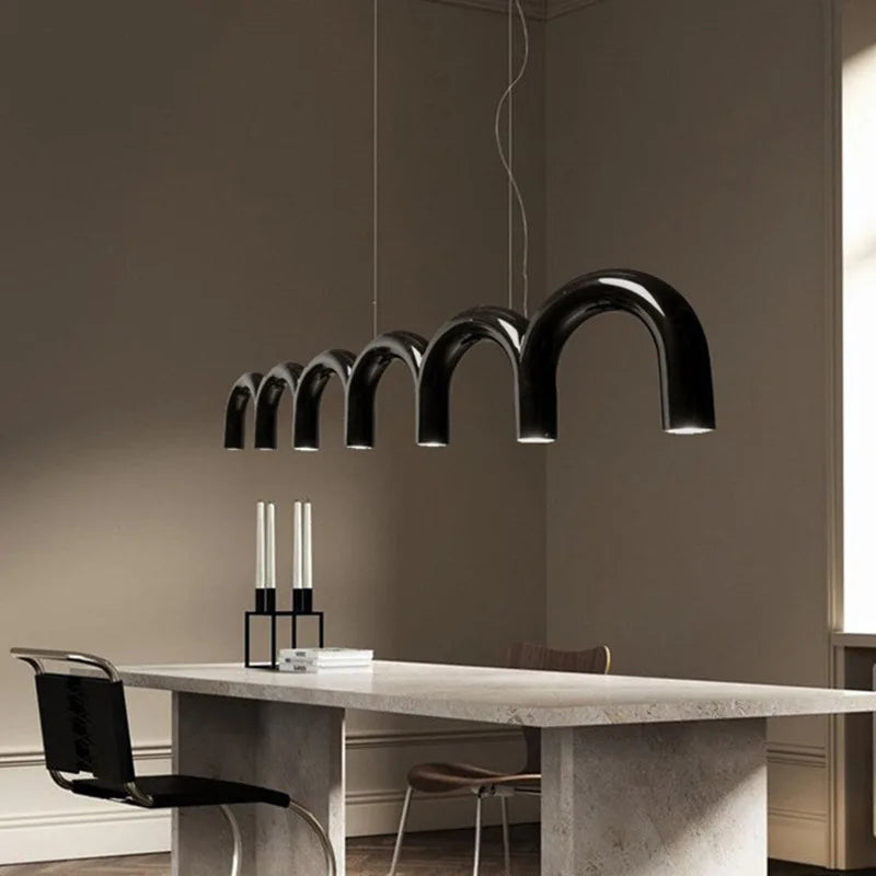 Blue Metal Arch Chandelier Pendant Light - Modern Design for Home Décor