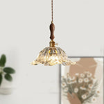 Glass LED Pendant Lamp Petal Lampshade for Bedroom Living Dining Room