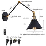 Afralia™ Gold Long Arm LED Wall Sconce with Pull Chain Switch