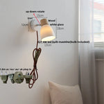 Iron Wood LED Wall Light Fixture Rotate Bedside Lamp Aplique Pared