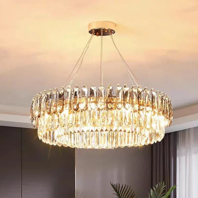 Gold Crystal Chandelier: Luxury Lighting for Dining Living Bedroom Kitchen Island