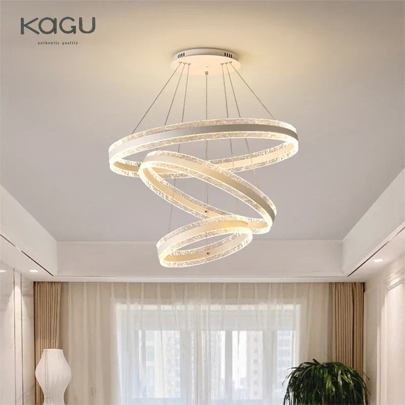 Circle Rings LED Chandelier for Living & Dining Room - Modern Acrylic Aluminum Lighting