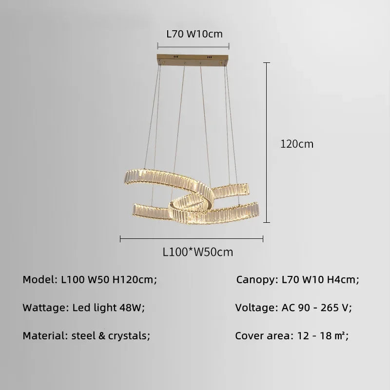 Crystal LED Pendant Lights Remote Control Dimmable Suspension Lamp