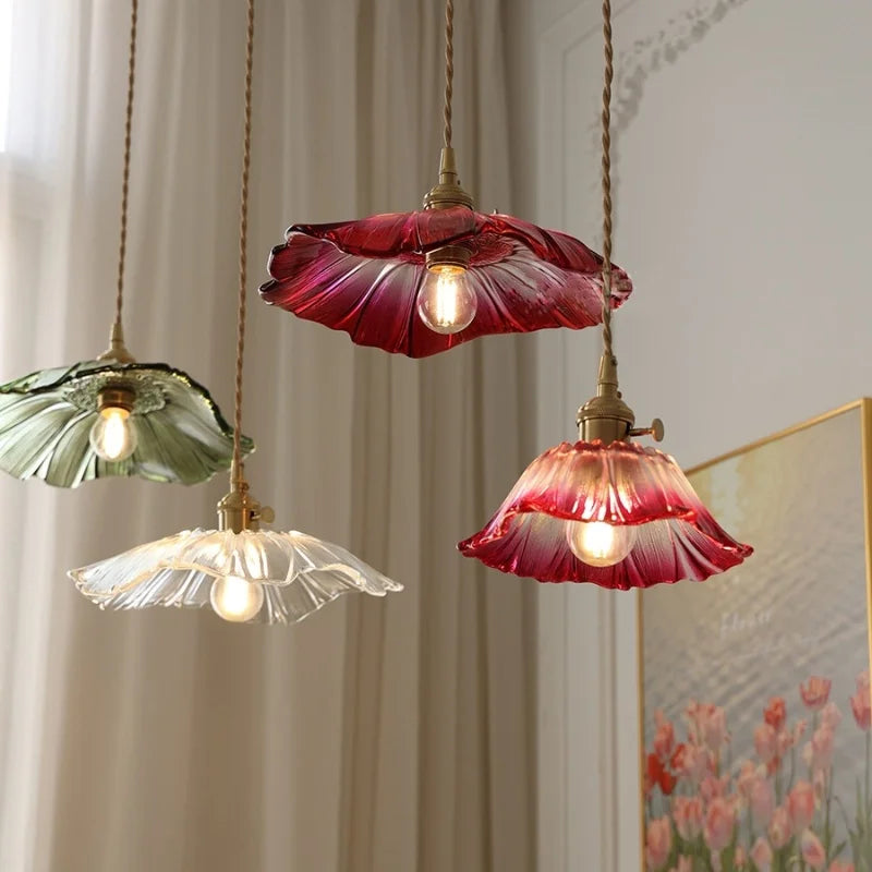Clear Glass Nordic LED Pendant Light Fixture with Brass Knob Switch