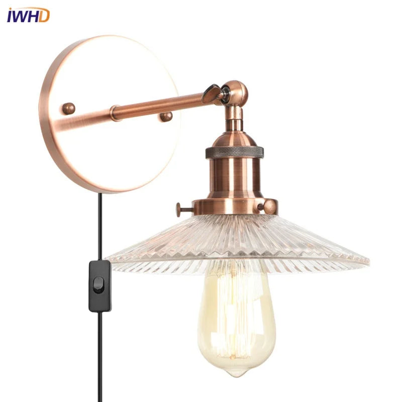 Afralia™ Industrial Loft LED Wall Light for Bedroom, Bathroom, Stairs - Plug In Iron Lamp
