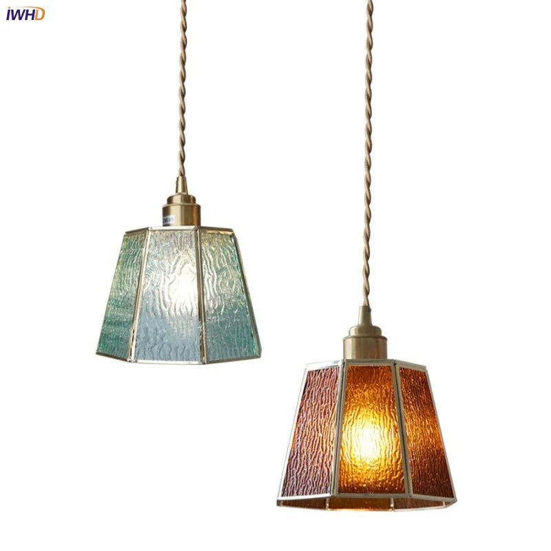Copper Glass LED Pendant Lamp, Modern Nordic Hanging Light