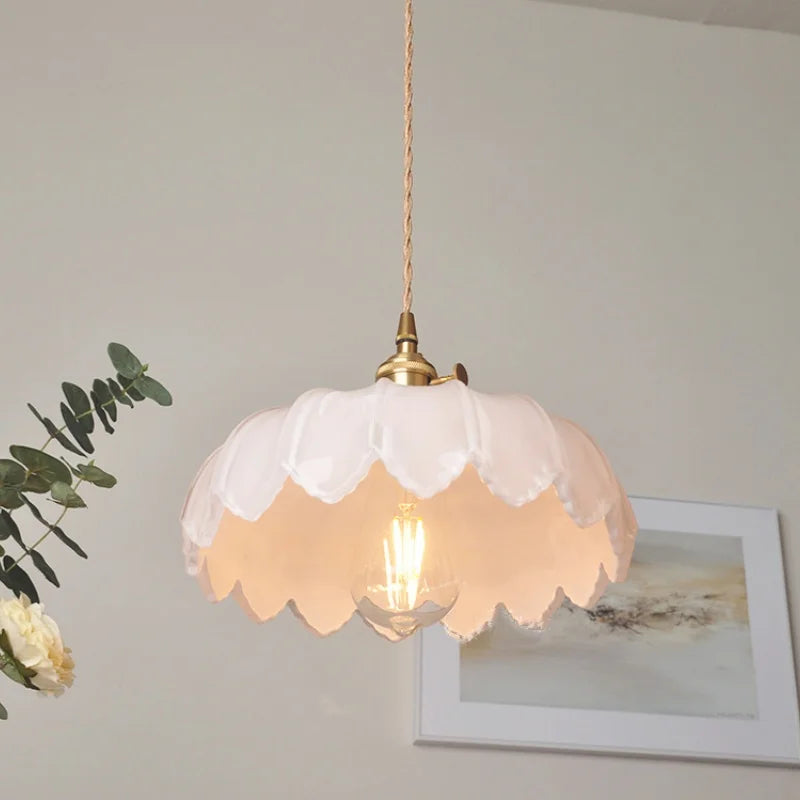 White Glass LED Pendant Lights, Adjustable Hanging Light for Aisle, Restaurant, Bedroom