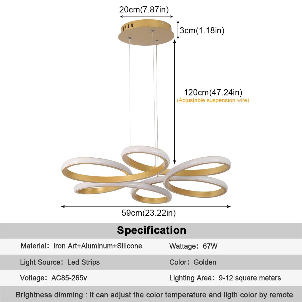 Gold Flower Acrylic Pendant Chandelier - Modern LED Ceiling Light