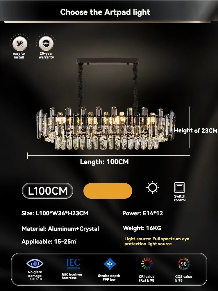 Gold Crystal Ceiling Chandelier: Luxury Modern LED Pendant for Home Décor