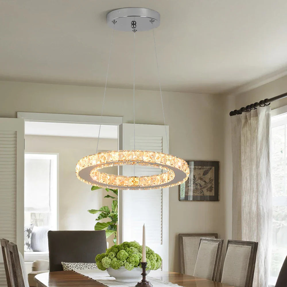 Crystal Pendant LED Chandelier for Modern Living Room Kitchen Decor