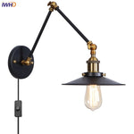 Black Iron LED Wall Light Fixture Industrial Vintage Adjustable Long Arm