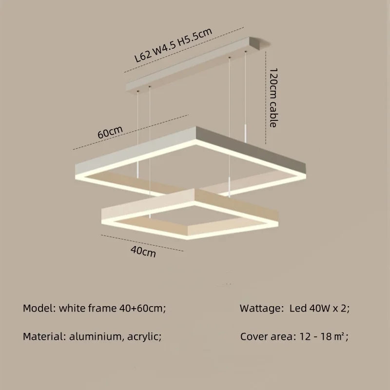 Modern Straight Pendant LED Light - Minimalist Painted Aluminium Chandelier