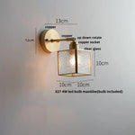 Glass LED Wall Light with Pull Chain Switch, Rotating Japanese Style Bedside Lamp