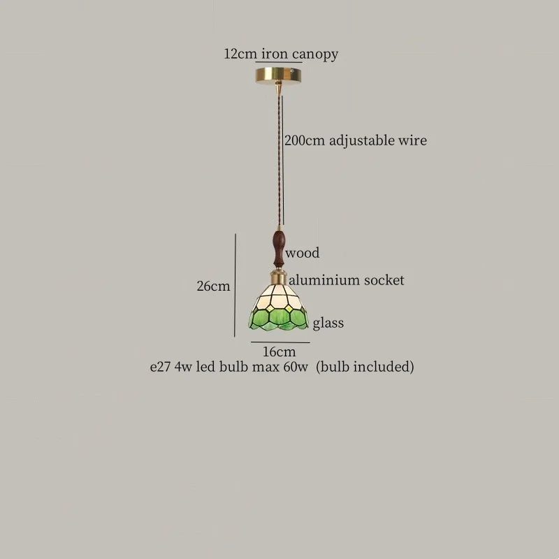 Afralia™ Green Glass LED Pendant Lights American Vintage Hanging Lamp