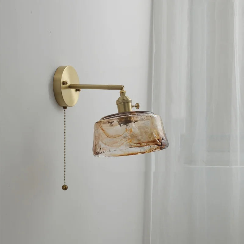 Glass Copper LED Wall Lamp Sconce for Corridor Bedroom Living Room