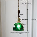 Walnut Wood Glass Pendant Lights LED Vintage Loft Kitchen Living Room Lighting