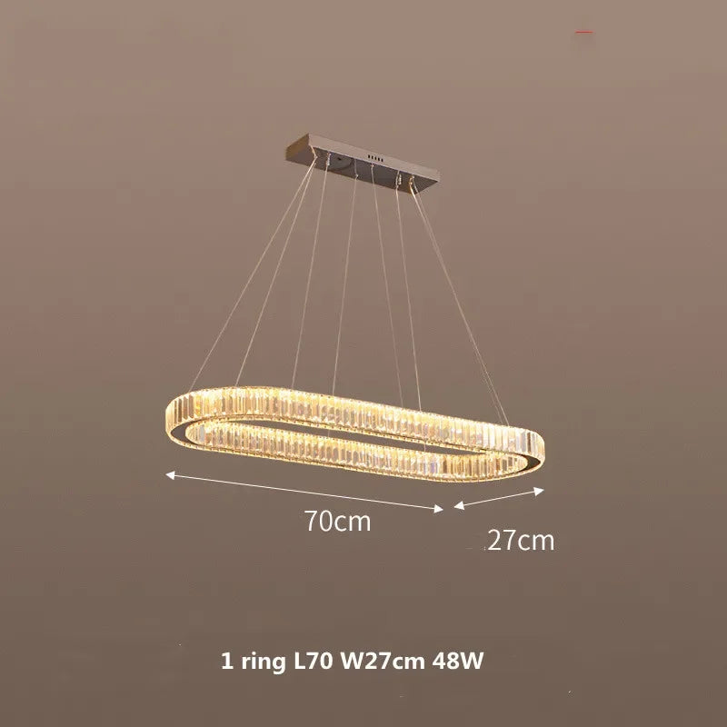 Crystal Chandelier Pendant Lights Dimmable LED Oval Lustre Hang Lamp