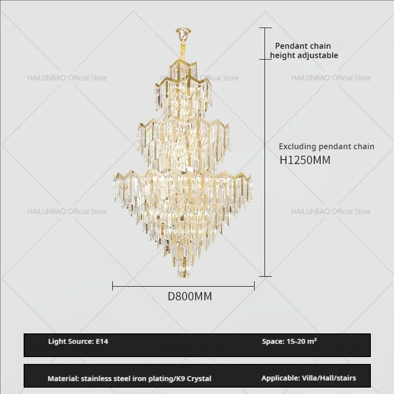 Crystal Chandelier | Modern Luxury Duplex Building Chandelier for Villa and Hotel