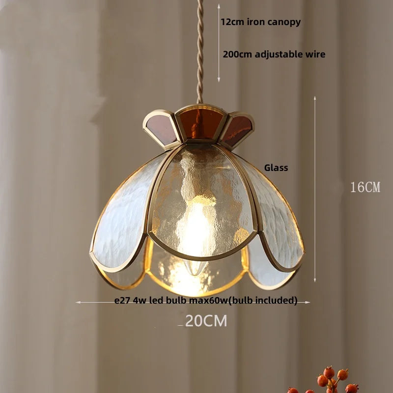 Afralia™ Glass Brass Pendant Lamp, Adjustable Loft LED Light for Kitchen Bar Balcony
