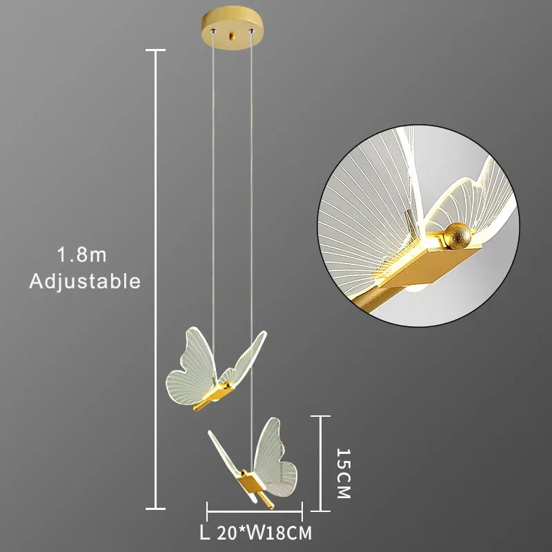 Butterfly LED Chandelier for Duplex Villa Living Room Romantic Wedding Decor