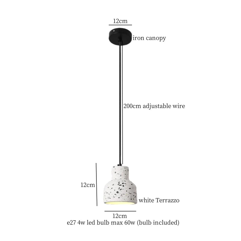 Wabi Sabi LED Pendant Lights Fixture Terrazzo Hanging Lamp Lighting
