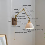 Wood LED Wall Light with Pull Chain Switch & Rotatable Amber Glass