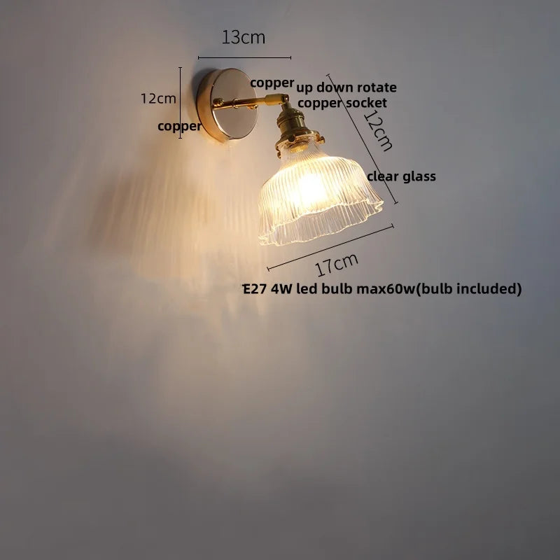 Glass Bedside Sconce: Modern Nordic LED Wall Light with Pull Chain Switch
