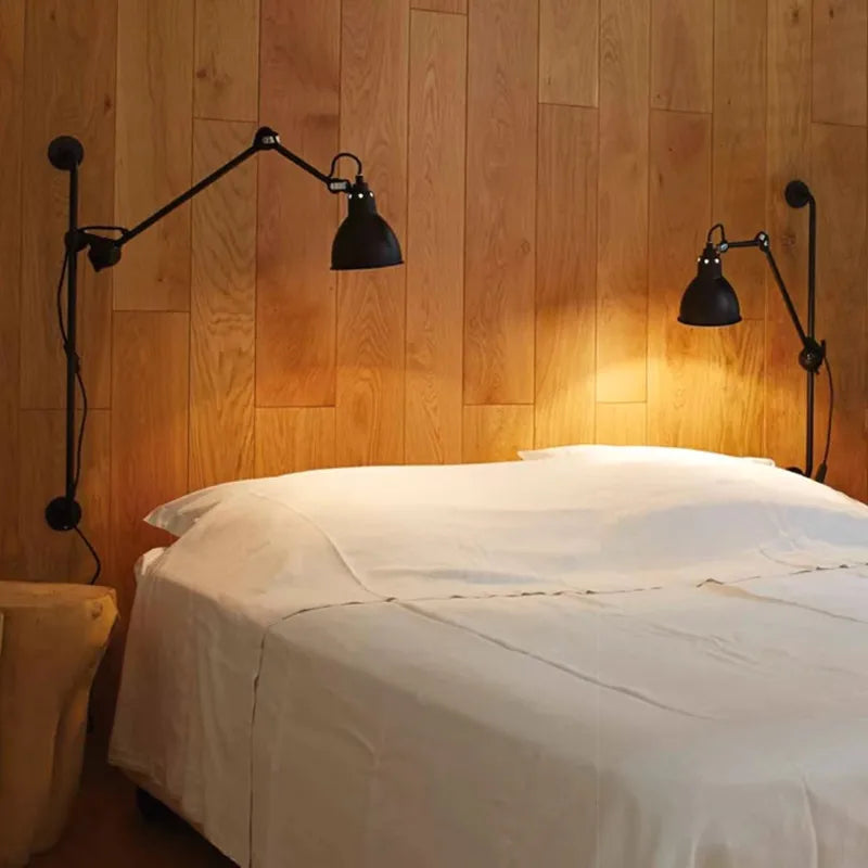 Gras BL Wall Lamp: Adjustable Chrome Long Arm Reading Light