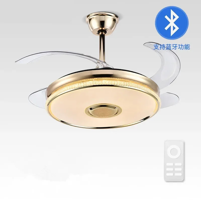 90 Modern Ceiling Fan with Bluetooth Speaker, LED Light, and Remote Control