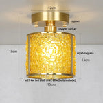 Copper Canopy LED Ceiling Light Glass Crystal Nordic Modern Decor for Home