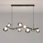Afralia™ Glass Globe Black Led Pendant Chandelier - Nordic Style Dining Room Decor