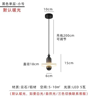 Nordic Marble Single Head Chandelier Luxury Lamps for Modern Restaurant & Bar