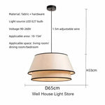 Tiered Drum Fabric Chandelier: Japanese Wabi Sabi Ceiling Light for Home Decor