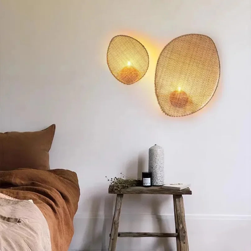 Hand-Woven Rattan Wall Lamp for Japanese Inspired Decor