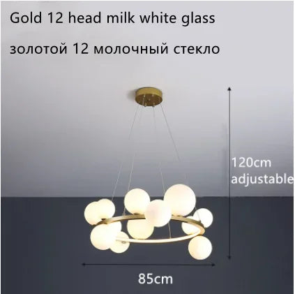 Glass Ball LED Chandelier: Modern Nordic Style for Living, Dining, Kitchen, Study