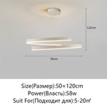 Black/White Spiral Chandelier for Living Dining Kitchen. Trendy Round Indoor Lighting Fixture.