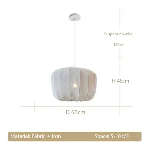 Plumeria Lantern Pendant Light: Minimalist French Country Fabric Lamp for Dining Staircase & Kitchen Island.