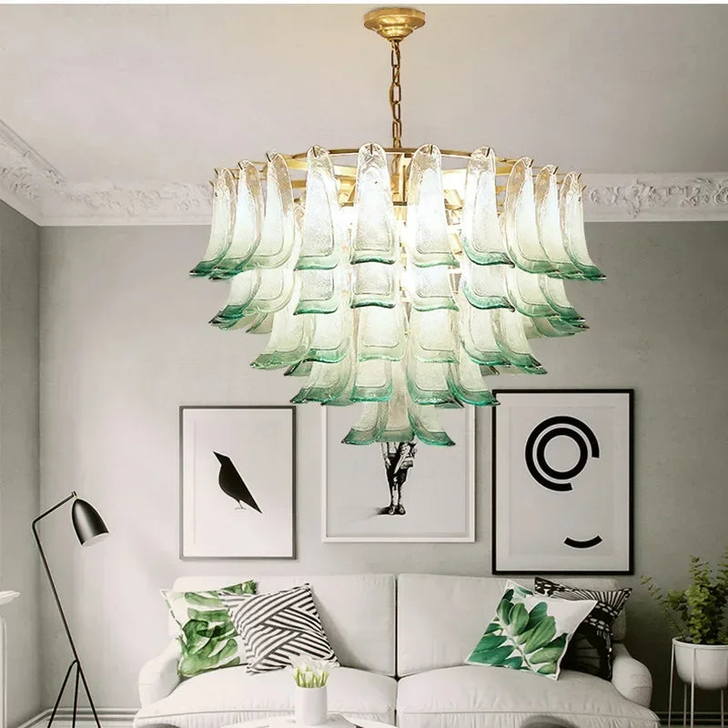 Luxury Green Glass Pendant Lights Metal Round Luminaria Fixture