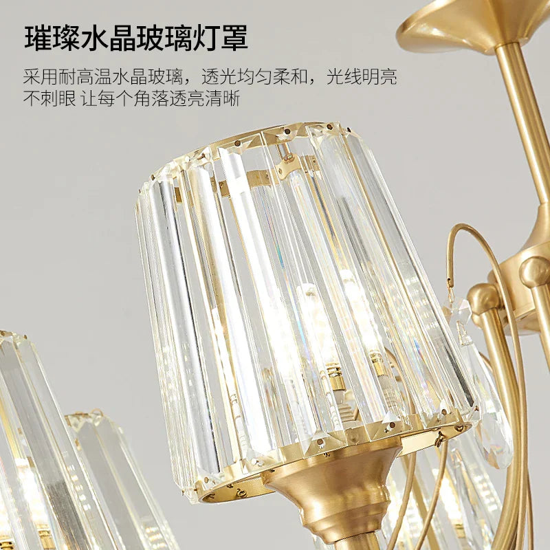 Bronze Villa All Copper Chandelier - Modern Light Luxury for Living Room