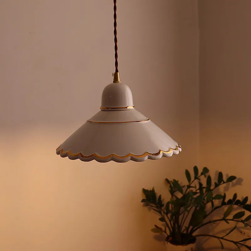 LED Pendant Lamp Modern Style Home Lighting Living Room Study Bar White Flower Ceramic