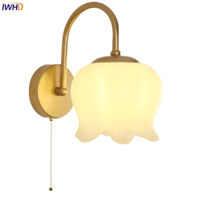 Afralia™ Iron LED Wall Sconce Pull Chain Switch Stair Light Fixtures for Modern Home