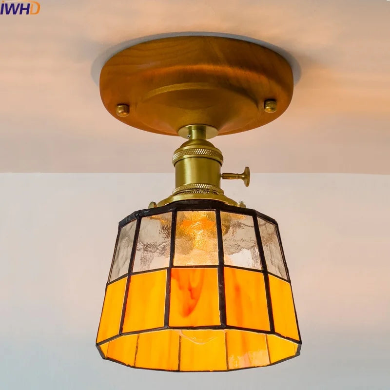 Glass Copper LED Ceiling Lamp Modern Style for Home Decor and Restaurant