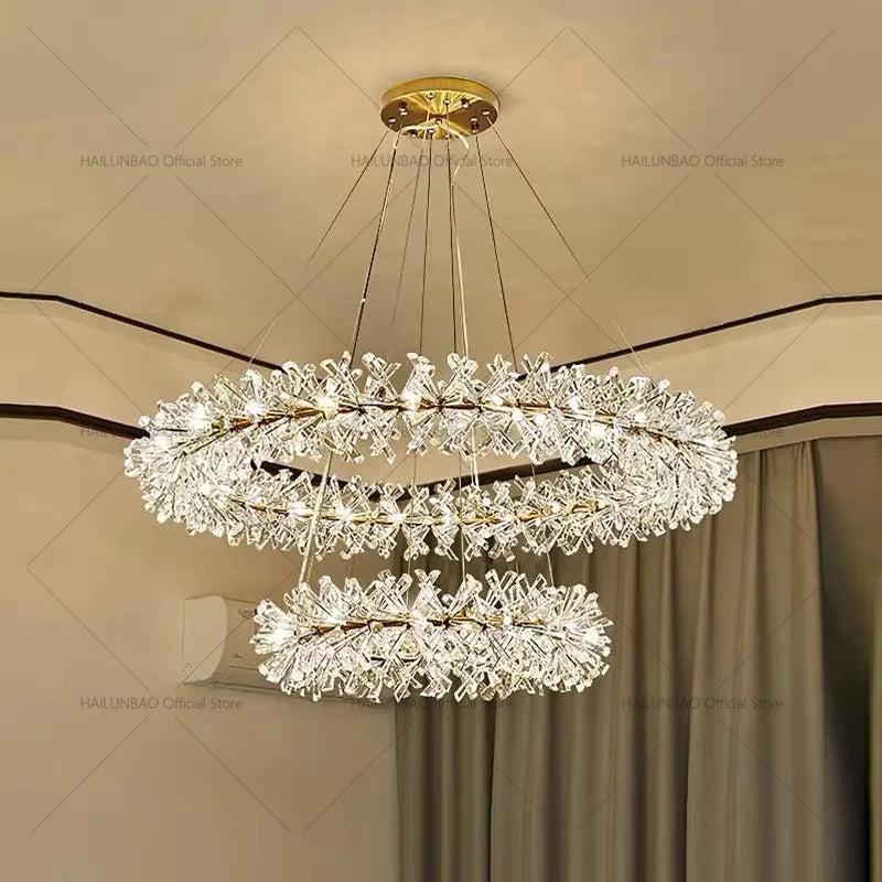 Crystal Chandelier for Living and Dining Room High-End Elegant Bedroom Lighting