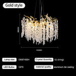 Grape Crystal Chandelier Silver Gold LED Tree Branch Luxury Lighting
