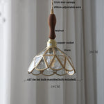 Walnut Wood & Copper Glass Pendant Light Fixture, LED Dining Room Luminaire