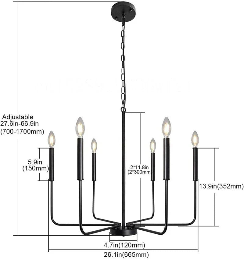 Modern Retro Chandelier Pendent Lamp LED Living Room Lighting Fixtures