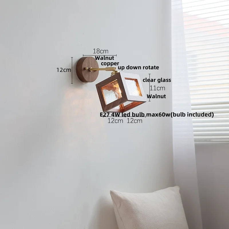 Wood Wall Sconce Up Down Rotate Stair Light Fixture - Nordic Modern Style